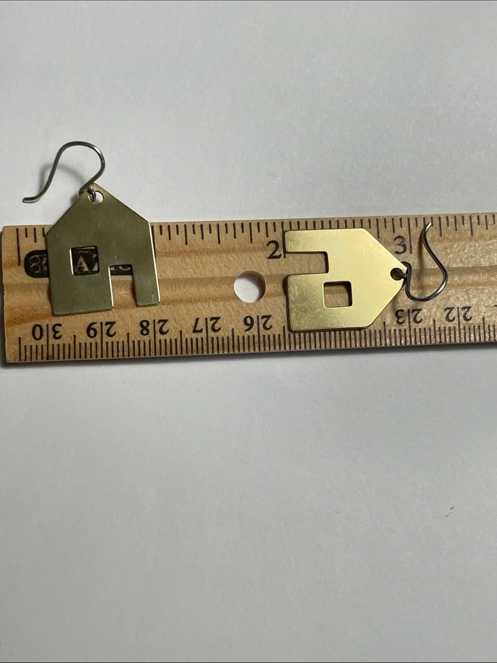 Brass House-Shaped Drop Earrings with 925 hooks